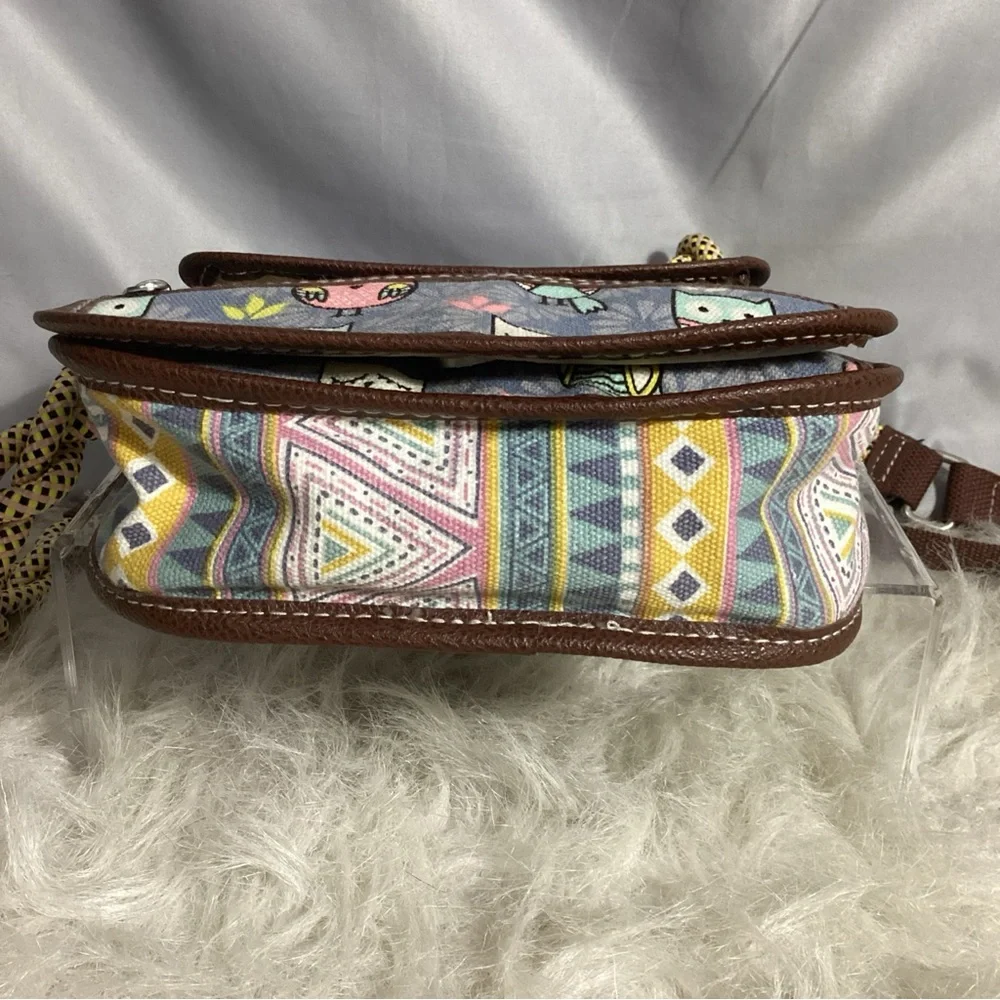 UNIONBAY Owls Colorful Organizer Crossbody Bag with Braided Strap, ID Holder